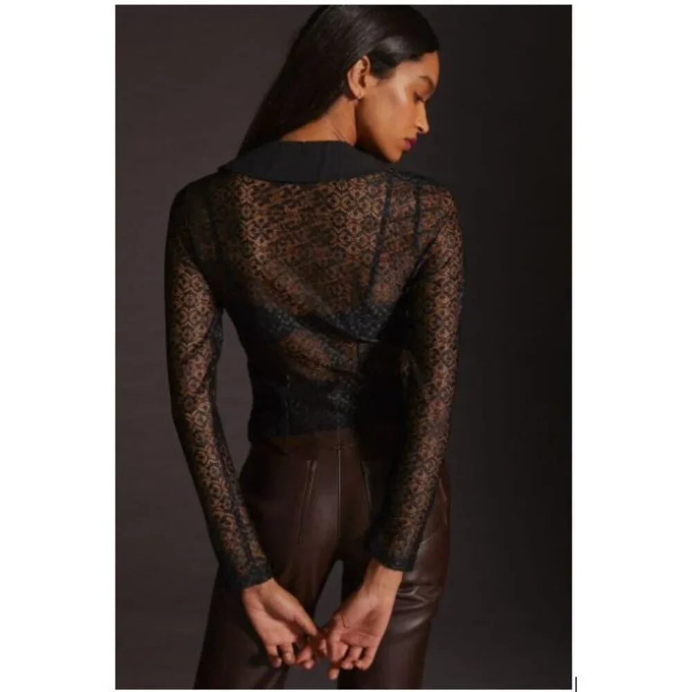 Anthropologie Maeve Draped Shell Sheer Tank in Black - Size Medium - NWT